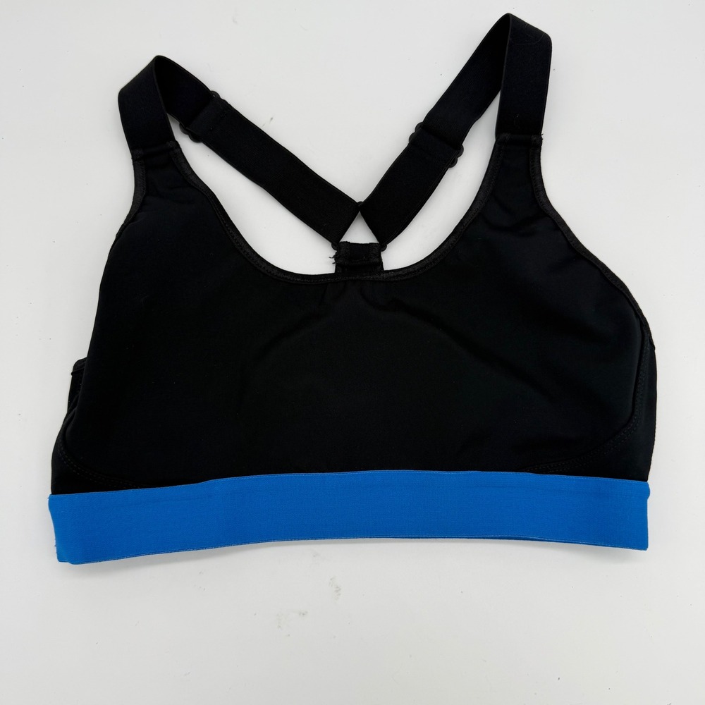 Splits59 Womens Black Blue Adjustable Racerback Sports Bra Size‎ Small